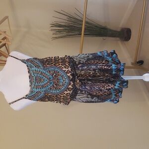True Colours Leopard Blue Romper Size S/M